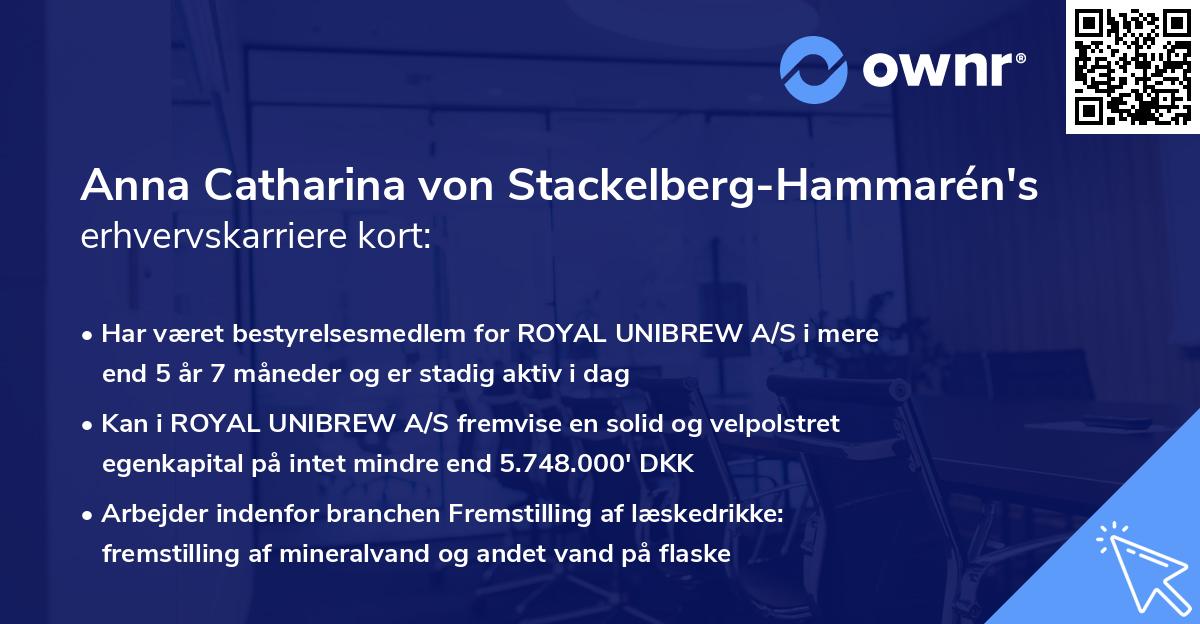 Anna Catharina von Stackelberg-Hammarén's erhvervskarriere kort