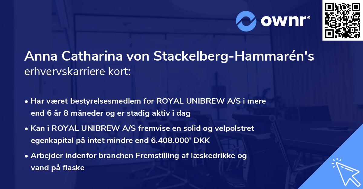 Anna Catharina von Stackelberg-Hammarén's erhvervskarriere kort
