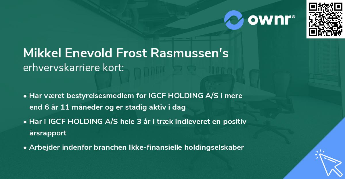 Mikkel Enevold Frost Rasmussen's erhvervskarriere kort