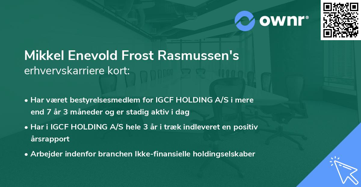 Mikkel Enevold Frost Rasmussen's erhvervskarriere kort