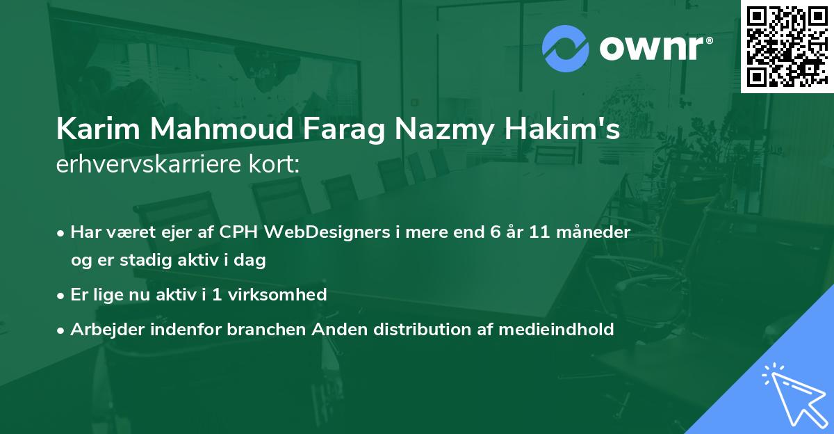 Karim Mahmoud Farag Nazmy Hakim's erhvervskarriere kort