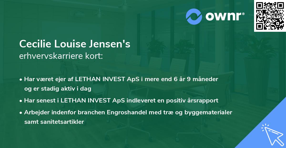 Cecilie Louise Jensen's erhvervskarriere kort