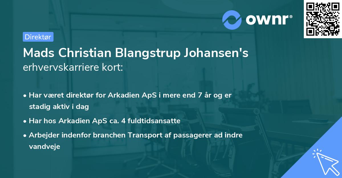 Mads Christian Blangstrup Johansen's erhvervskarriere kort