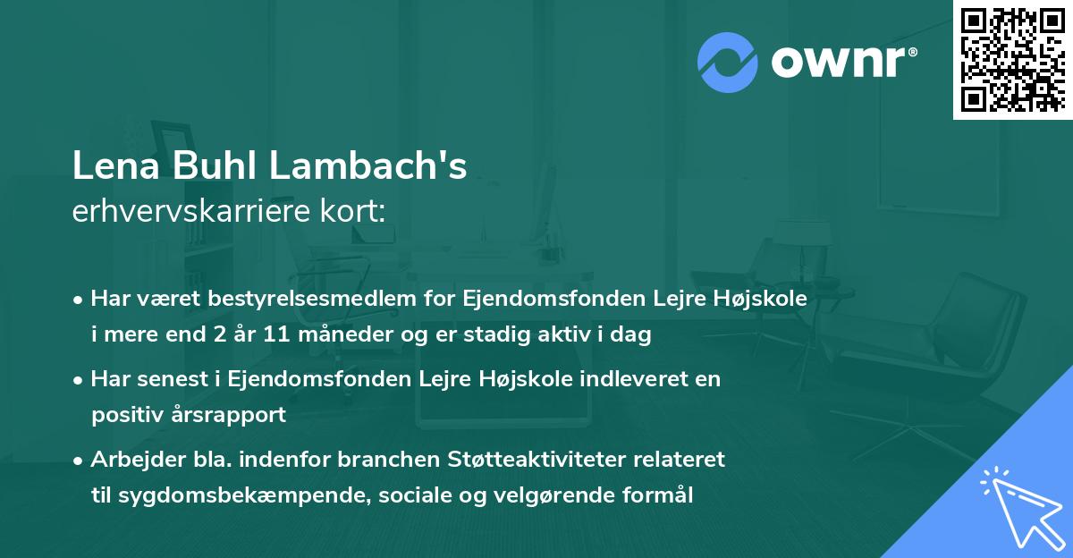 Lena Buhl Lambach's erhvervskarriere kort