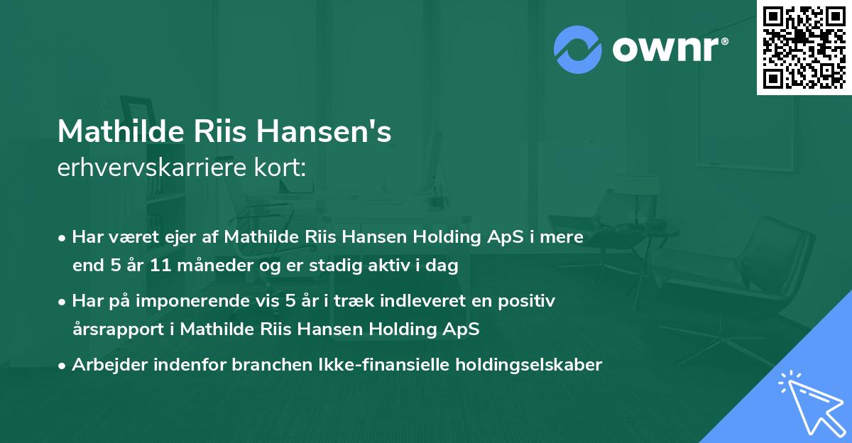 Mathilde Riis Hansen's erhvervskarriere kort