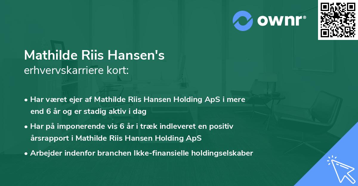 Mathilde Riis Hansen's erhvervskarriere kort