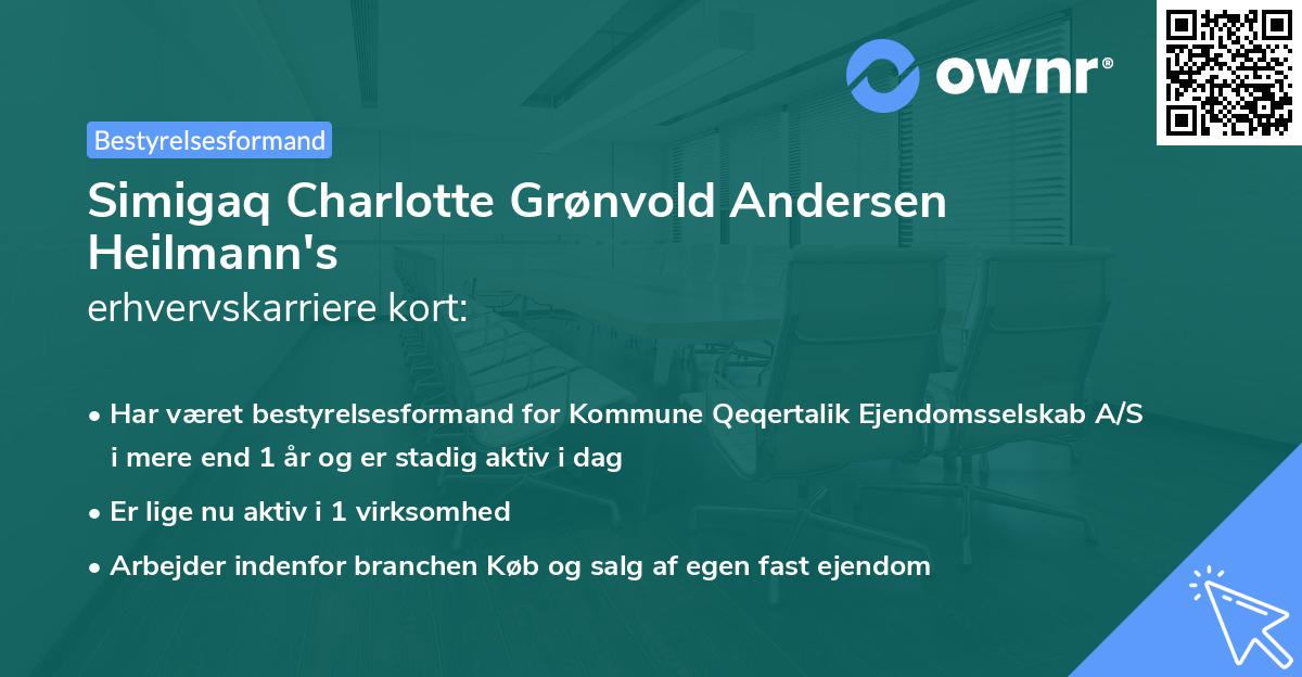 Simigaq Charlotte Grønvold Andersen Heilmann's erhvervskarriere kort