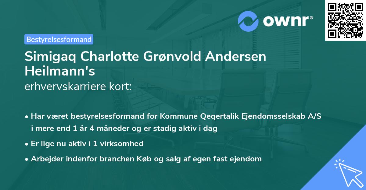 Simigaq Charlotte Grønvold Andersen Heilmann's erhvervskarriere kort