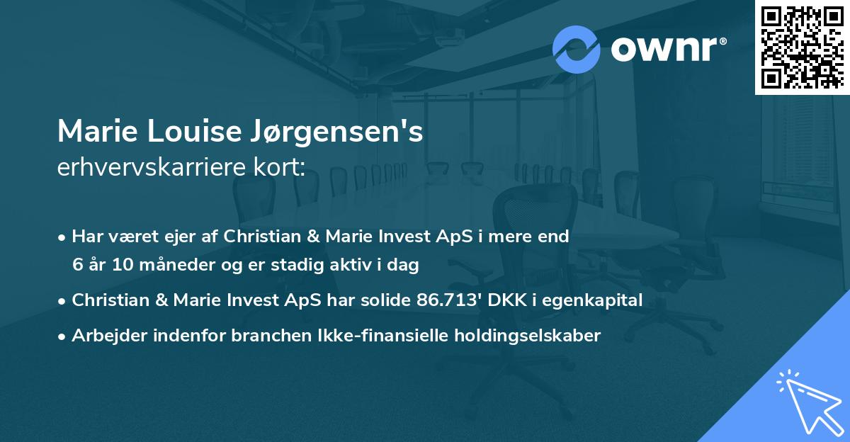 Marie Louise Jørgensen's erhvervskarriere kort