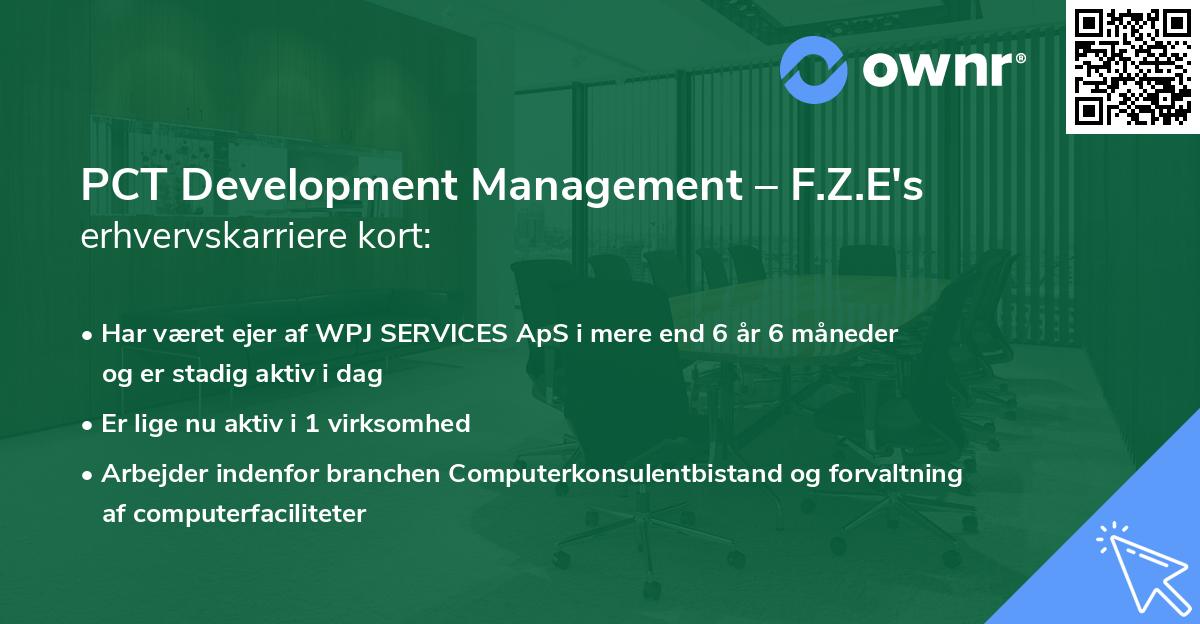 PCT Development Management – F.Z.E's erhvervskarriere kort