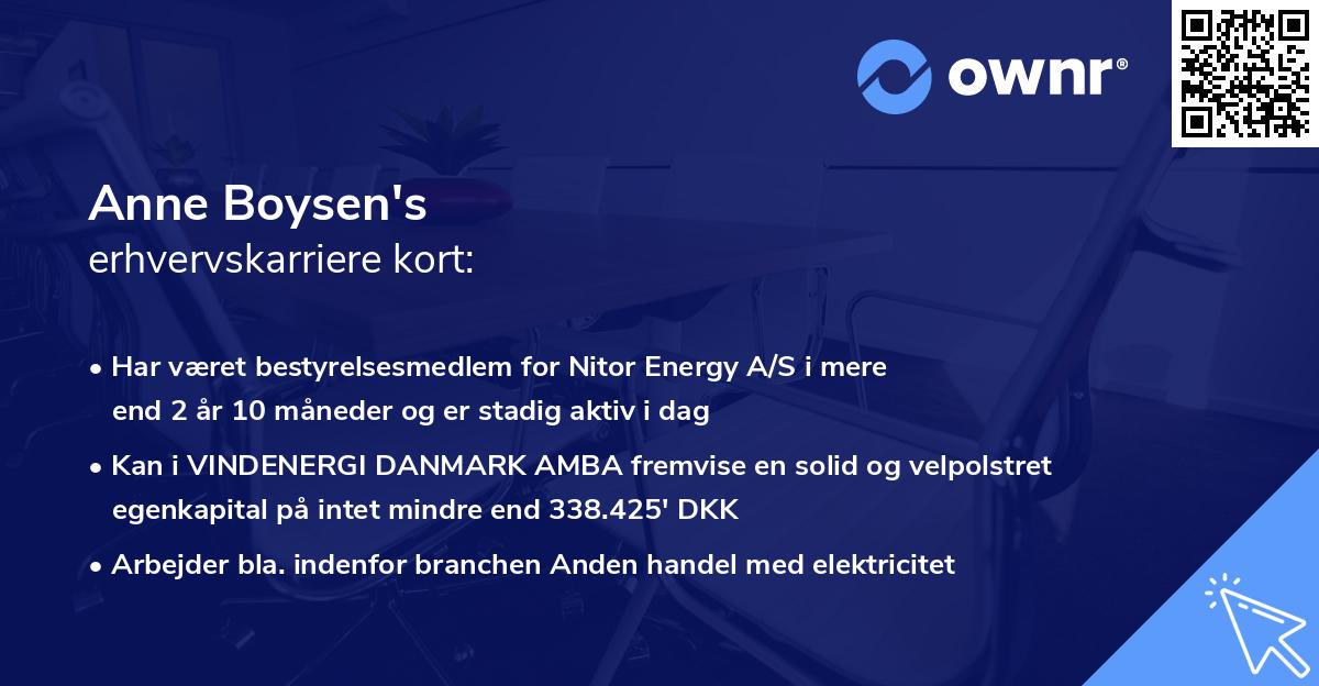 Anne Boysen's erhvervskarriere kort