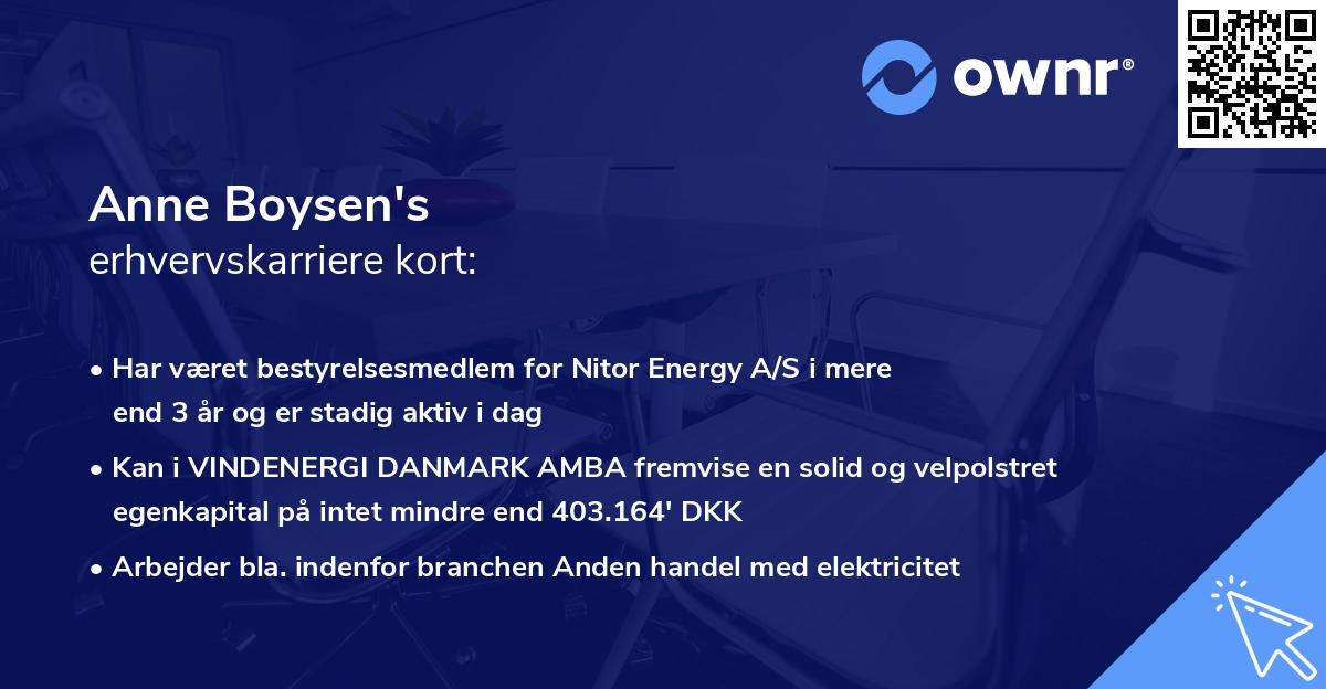 Anne Boysen's erhvervskarriere kort