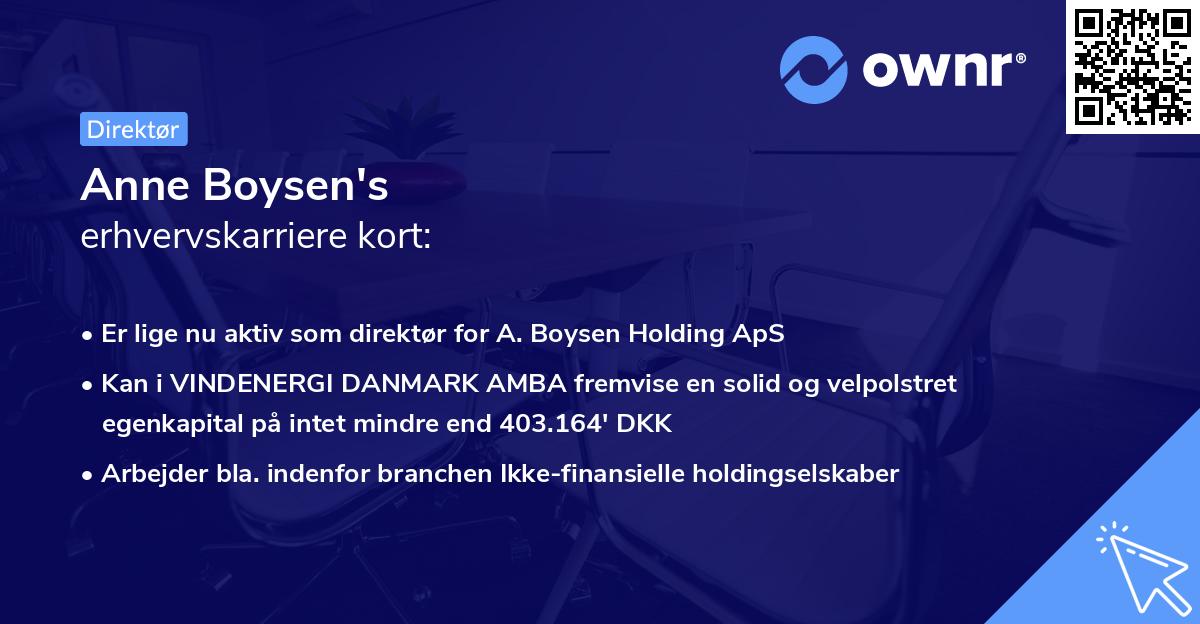 Anne Boysen's erhvervskarriere kort