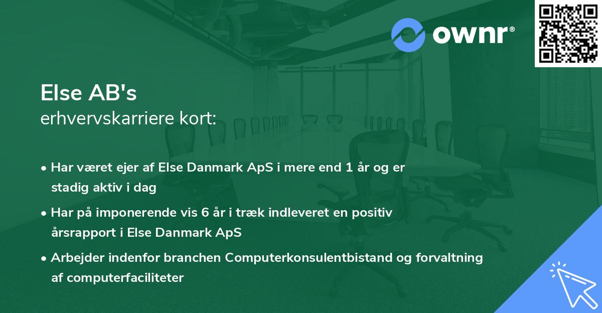 Else AB's erhvervskarriere kort