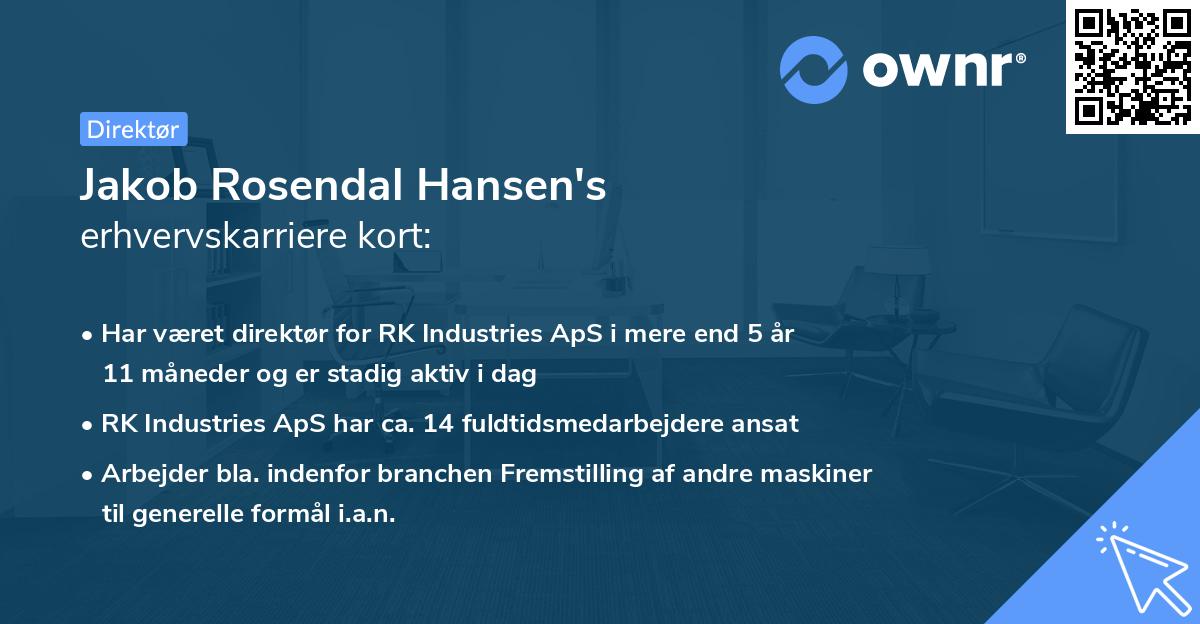 Jakob Rosendal Hansen's erhvervskarriere kort
