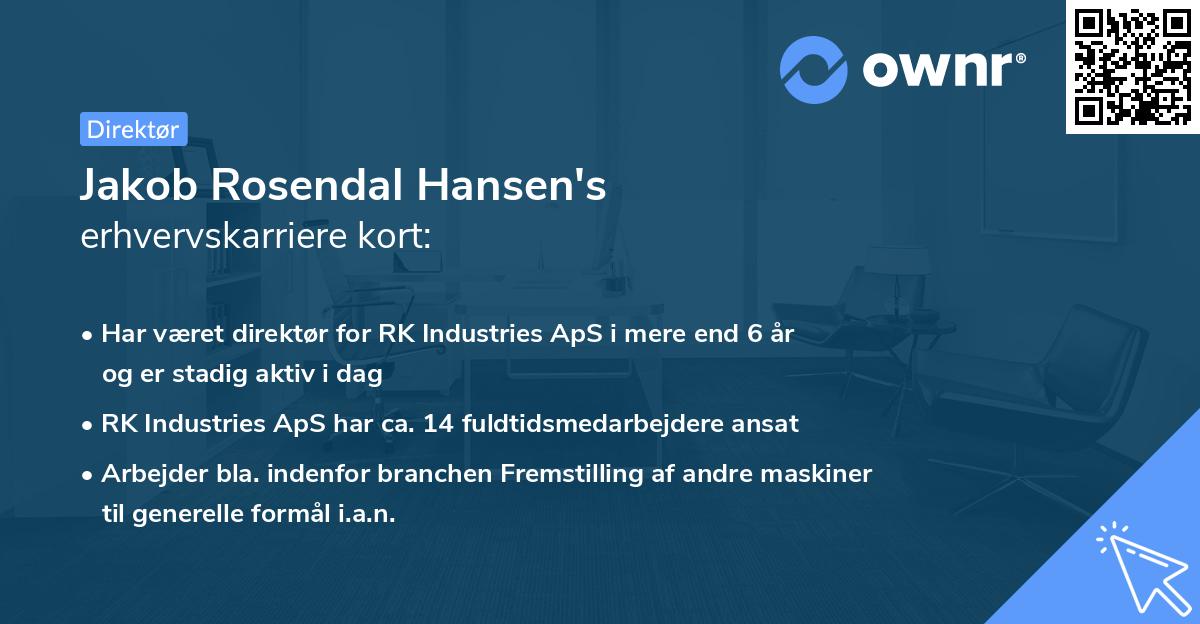 Jakob Rosendal Hansen's erhvervskarriere kort