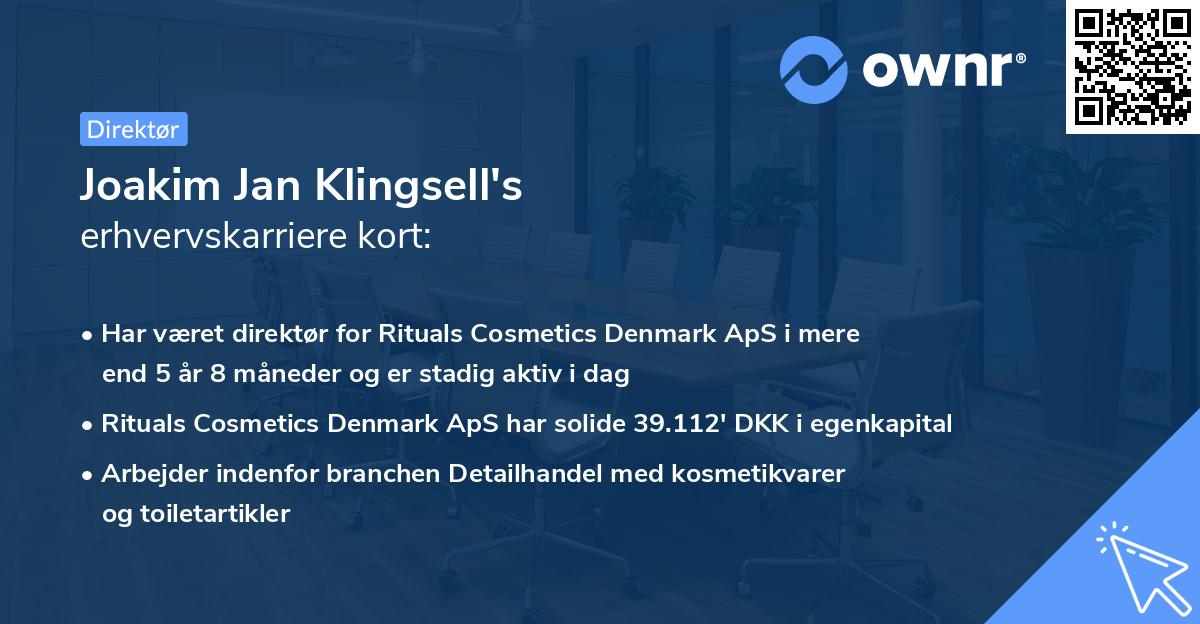 Joakim Jan Klingsell's erhvervskarriere kort