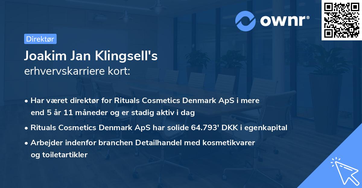 Joakim Jan Klingsell's erhvervskarriere kort