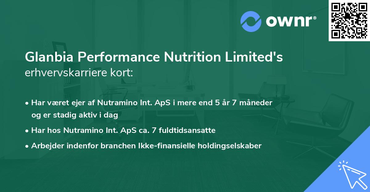 Glanbia Performance Nutrition Limited's erhvervskarriere kort