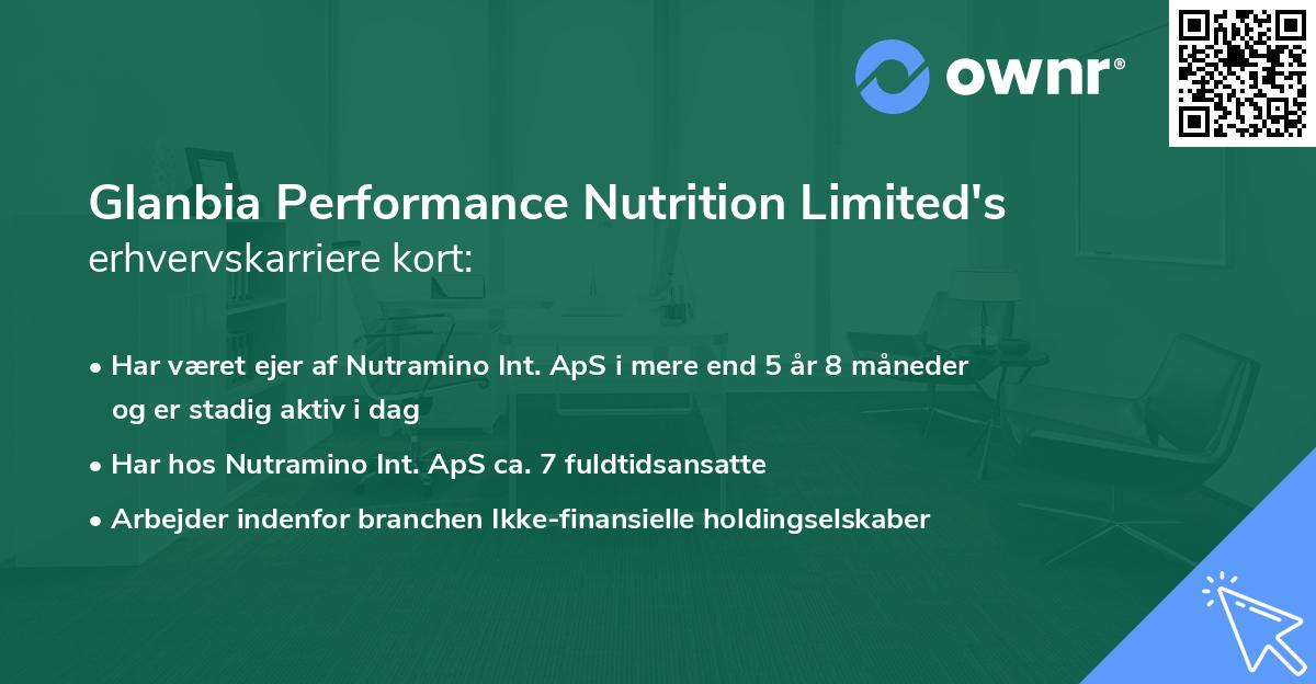 Glanbia Performance Nutrition Limited's erhvervskarriere kort