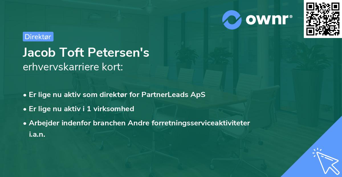 Jacob Toft Petersen's erhvervskarriere kort