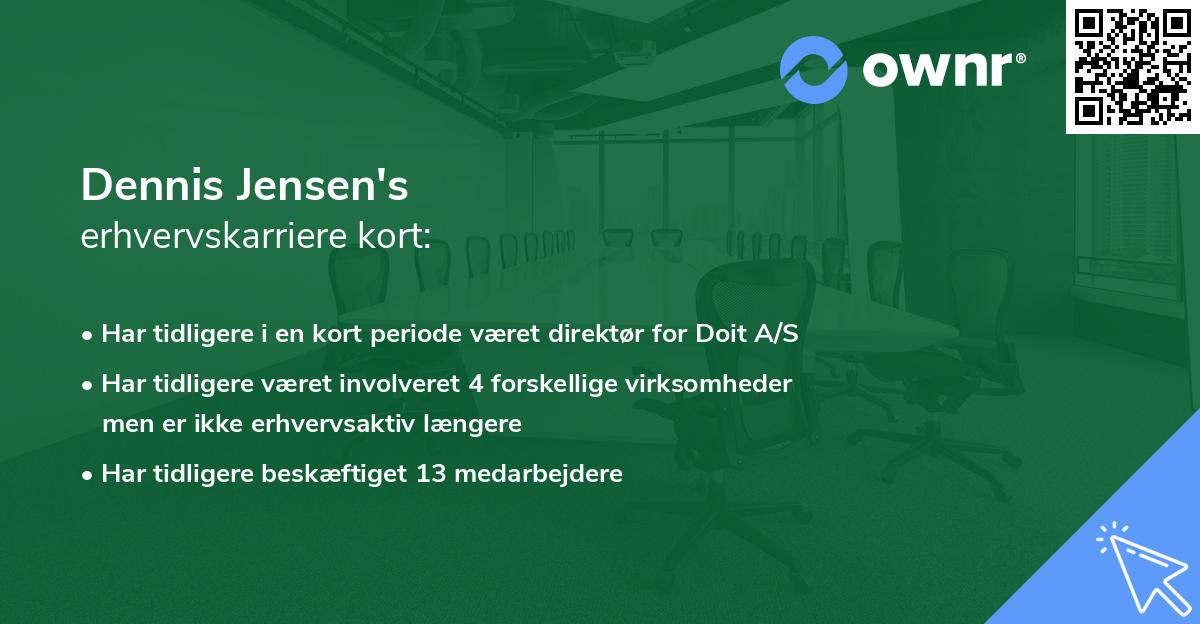 Dennis Jensen's erhvervskarriere kort