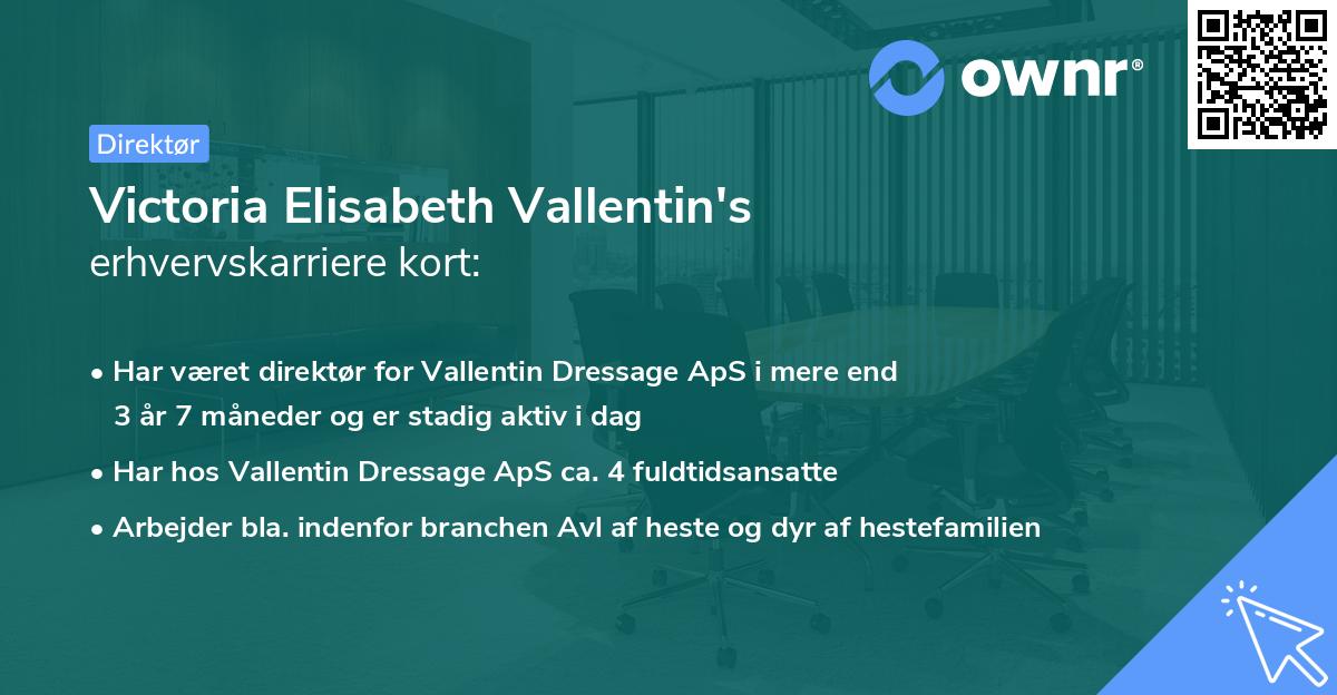 Victoria Elisabeth Vallentin's erhvervskarriere kort