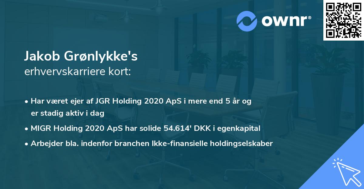 Jakob Grønlykke's erhvervskarriere kort