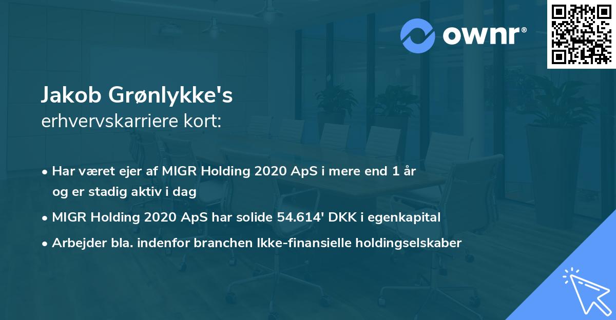 Jakob Grønlykke's erhvervskarriere kort