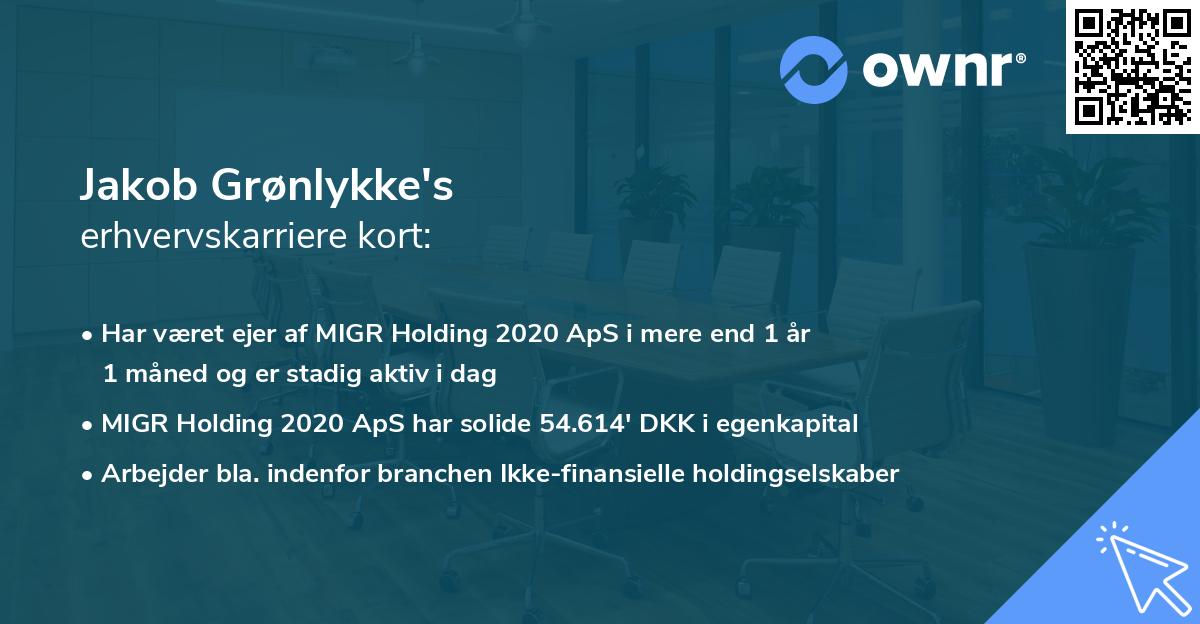 Jakob Grønlykke's erhvervskarriere kort