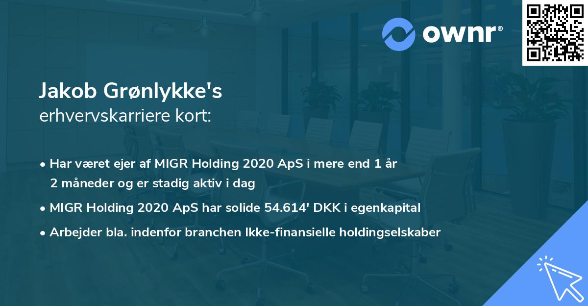 Jakob Grønlykke's erhvervskarriere kort