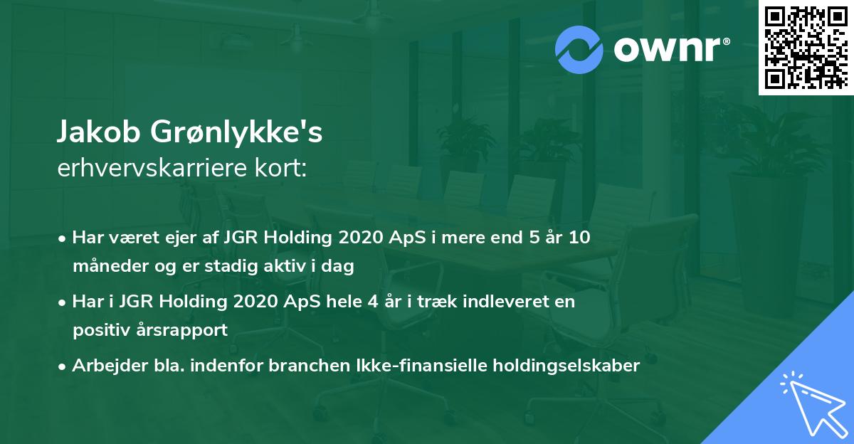Jakob Grønlykke's erhvervskarriere kort