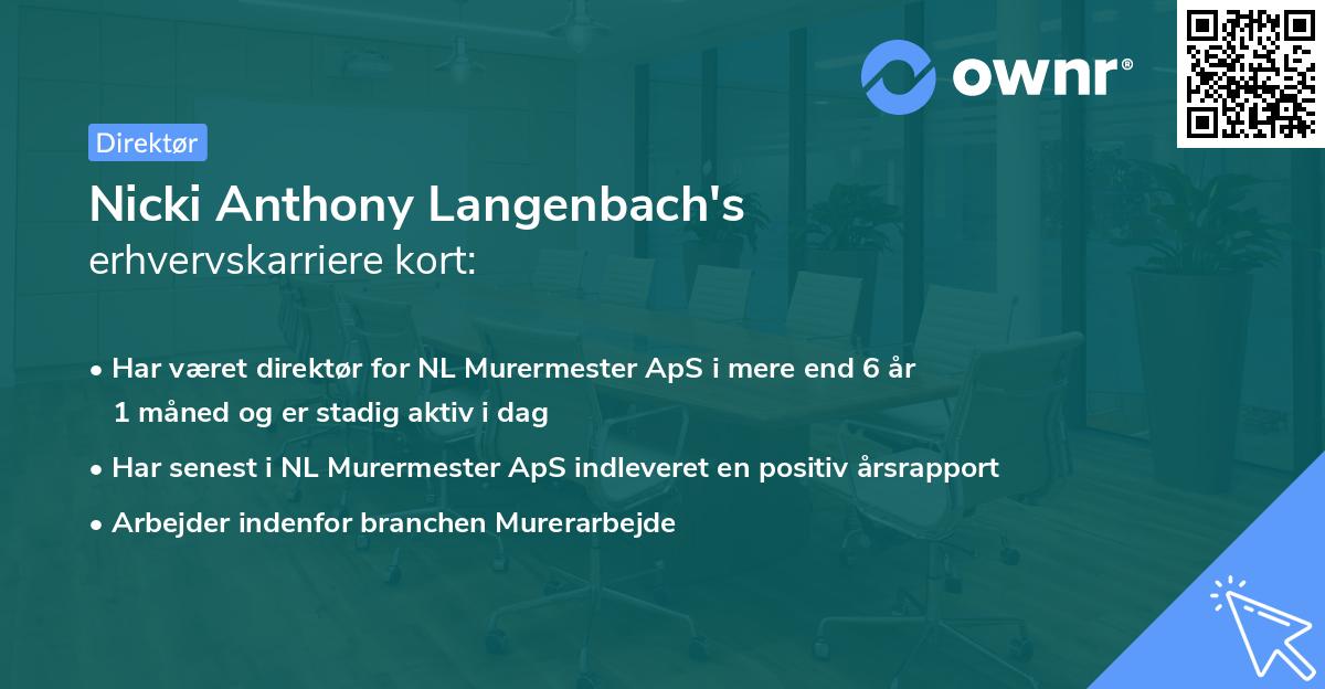 Nicki Anthony Langenbach's erhvervskarriere kort