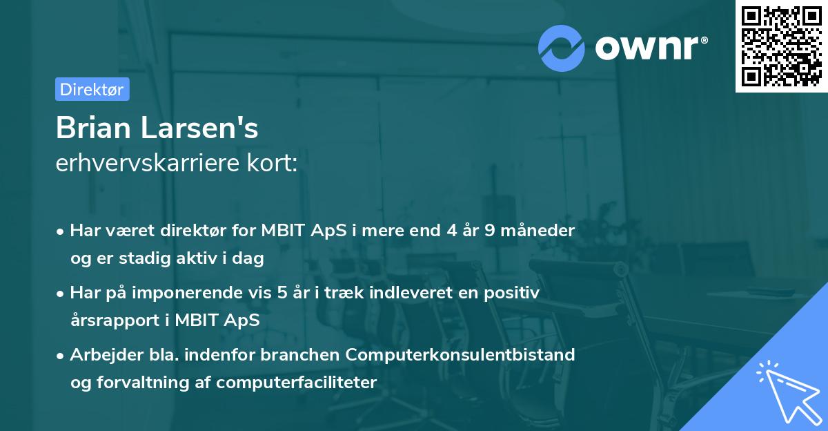 Brian Larsen's erhvervskarriere kort