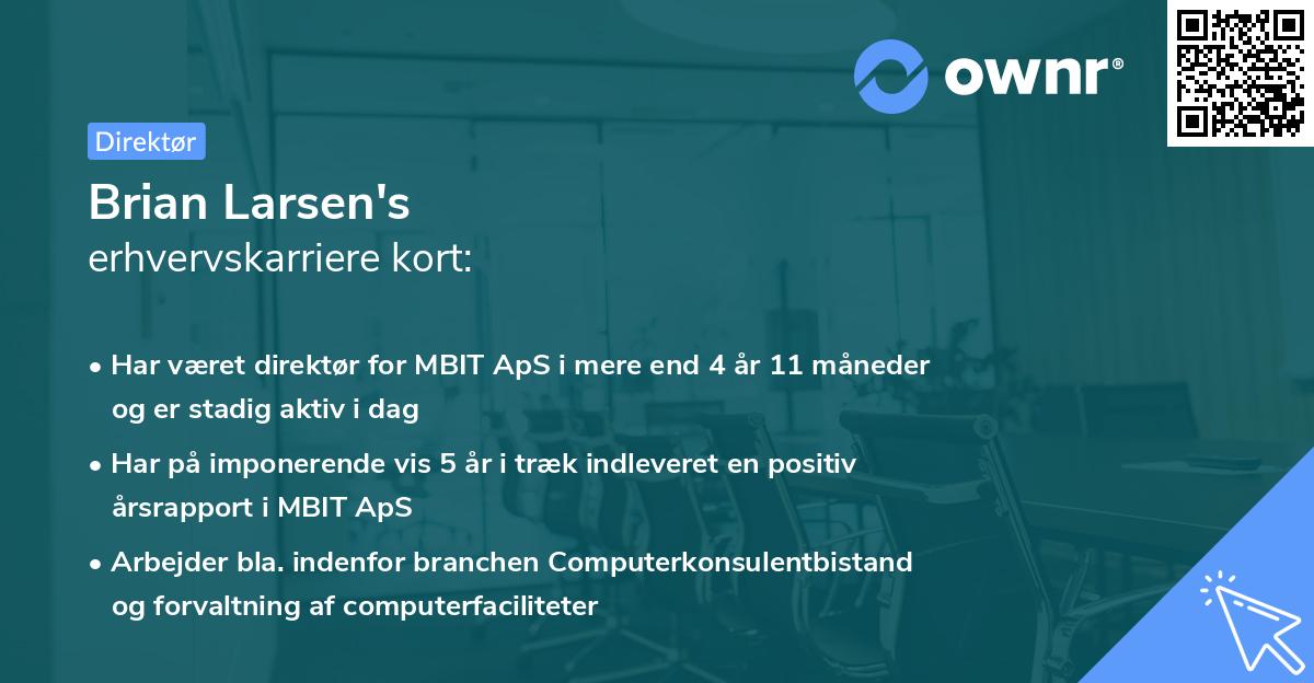 Brian Larsen's erhvervskarriere kort
