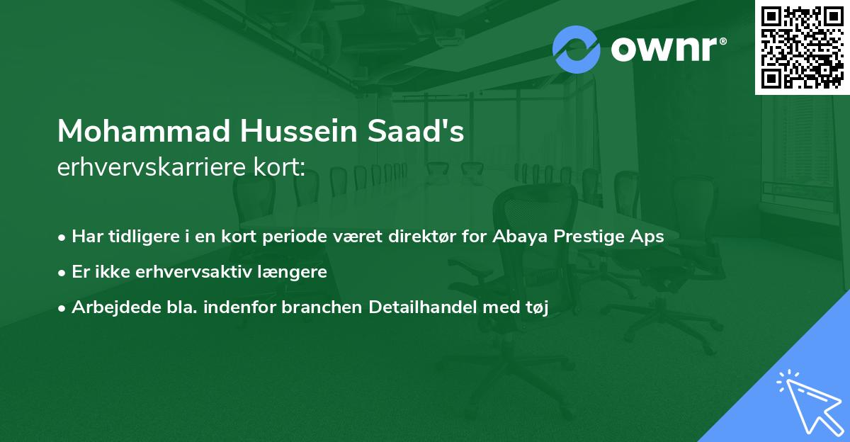 Mohammad Hussein Saad's erhvervskarriere kort