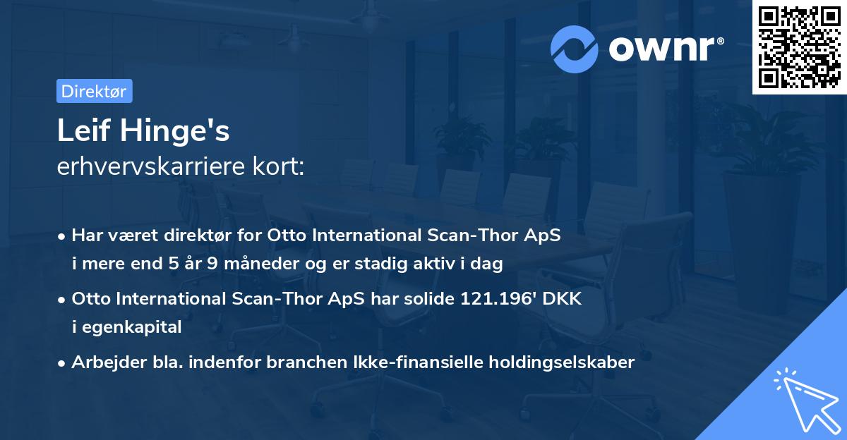 Leif Hinge's erhvervskarriere kort