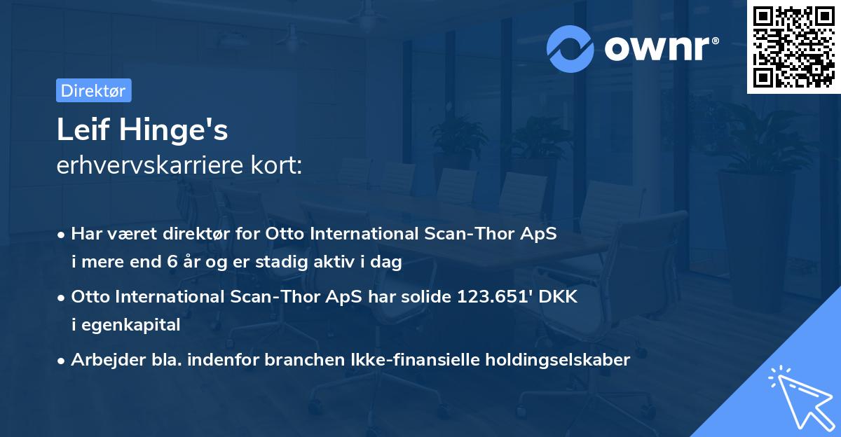 Leif Hinge's erhvervskarriere kort