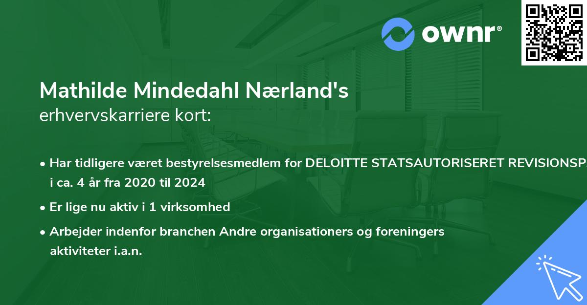 Mathilde Mindedahl Nærland's erhvervskarriere kort