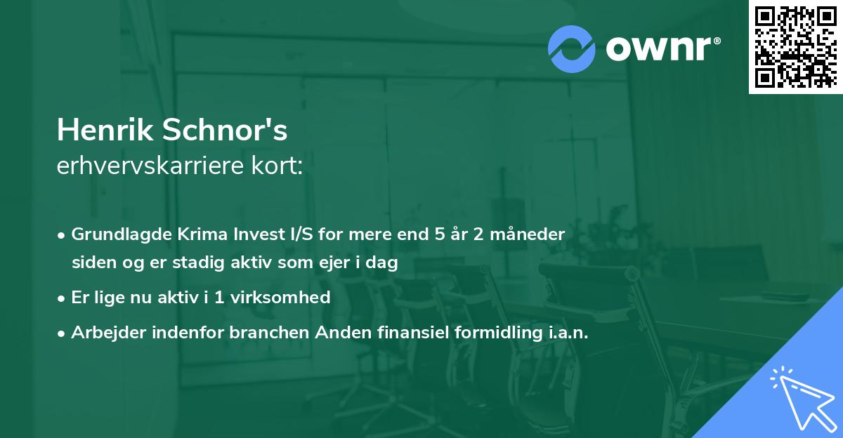Henrik Schnor's erhvervskarriere kort