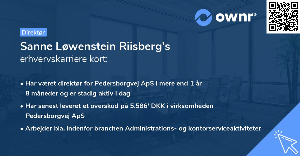 Sanne Løwenstein Riisberg's erhvervskarriere kort