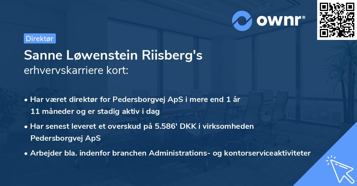Sanne Løwenstein Riisberg's erhvervskarriere kort