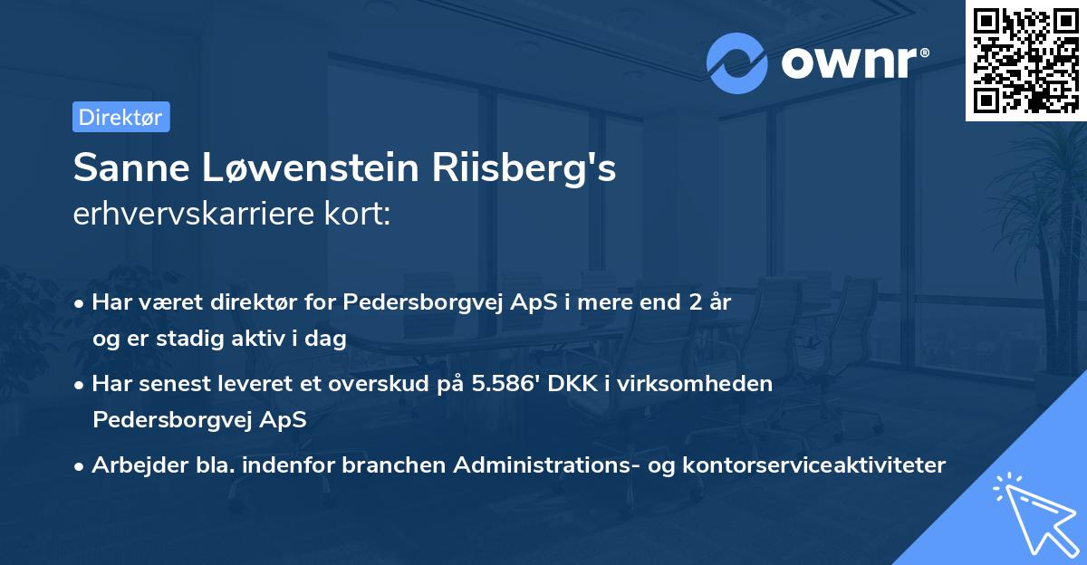 Sanne Løwenstein Riisberg's erhvervskarriere kort