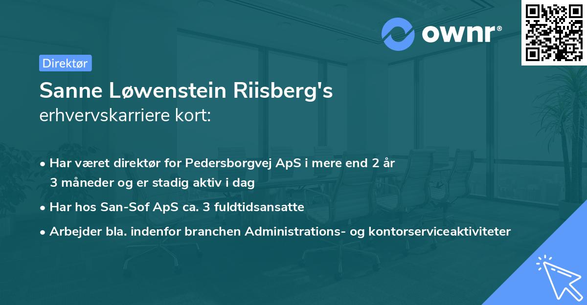 Sanne Løwenstein Riisberg's erhvervskarriere kort
