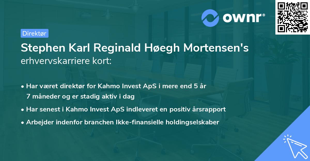 Stephen Karl Reginald Høegh Mortensen's erhvervskarriere kort