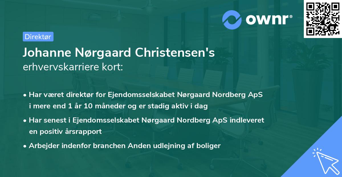 Johanne Nørgaard Christensen's erhvervskarriere kort