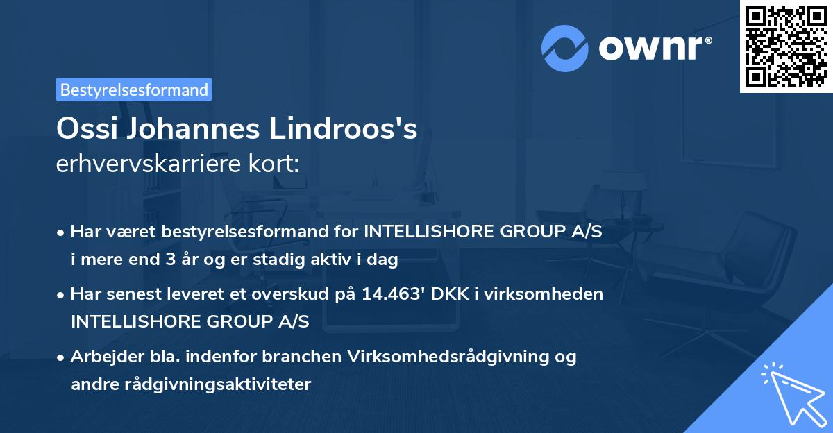 Ossi Johannes Lindroos's erhvervskarriere kort