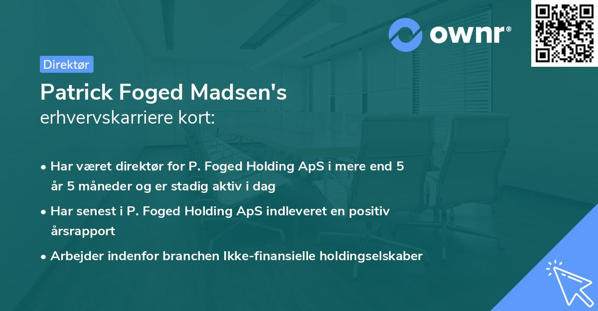 Patrick Foged Madsen's erhvervskarriere kort