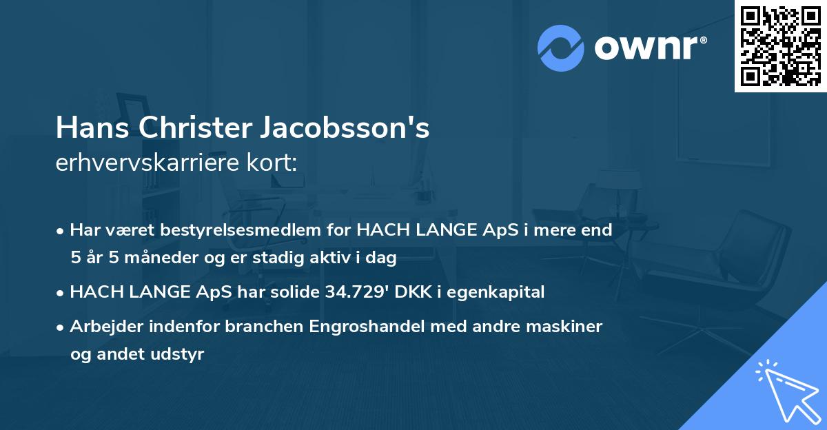 Hans Christer Jacobsson's erhvervskarriere kort