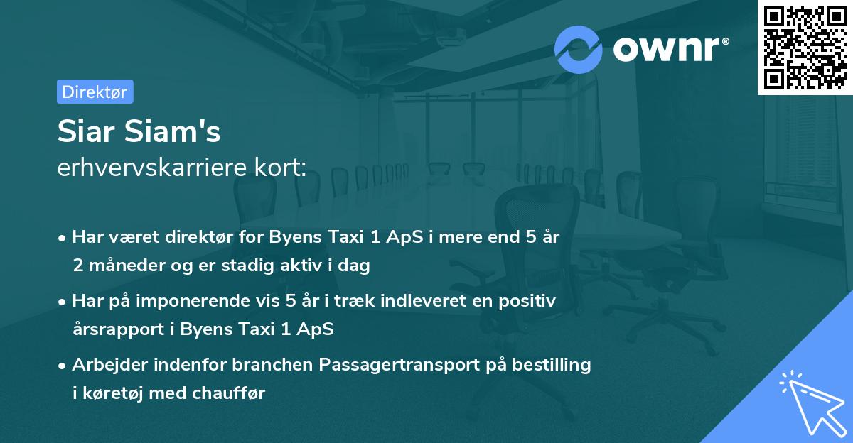 Siar Siam's erhvervskarriere kort